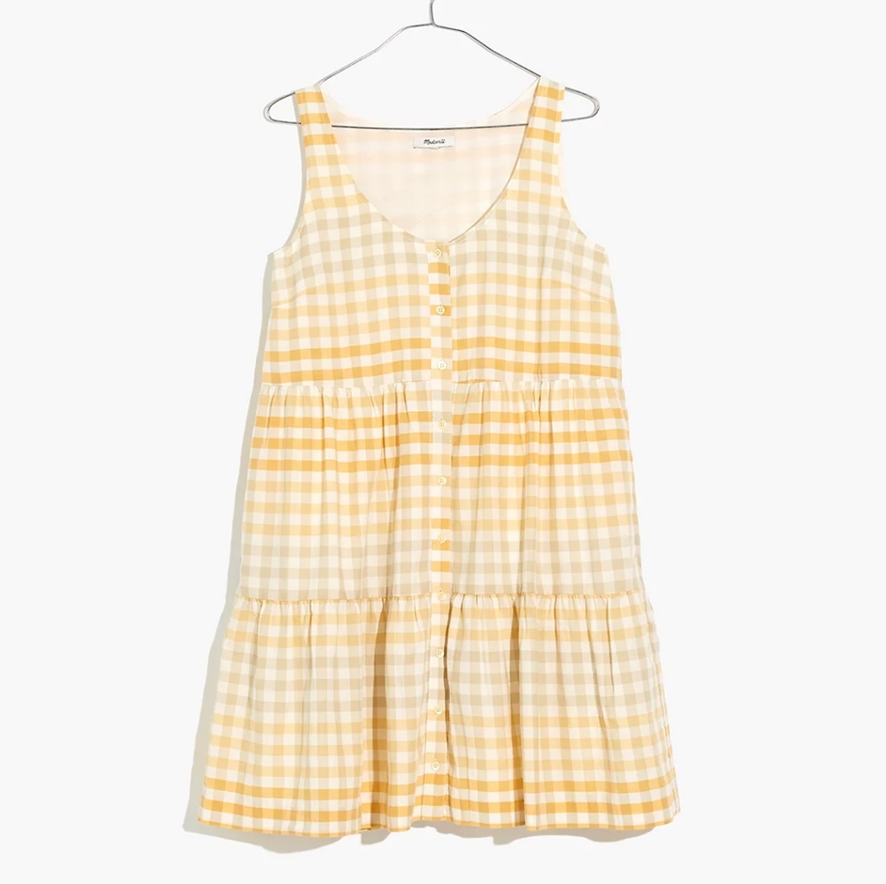 NWT Madewell Cotton Yellow Gingham Dress